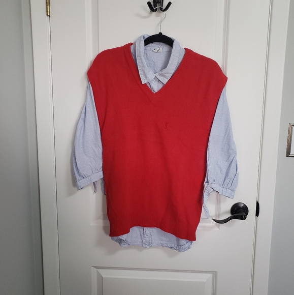 Yves Saint Laurent Other - YVES SAINT LAURENT Red Lambswool Sleeveless Sweater Vest
